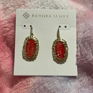 Kendra Scott Orange and Gold Tone Dani Figaro Frame Drop Earrings